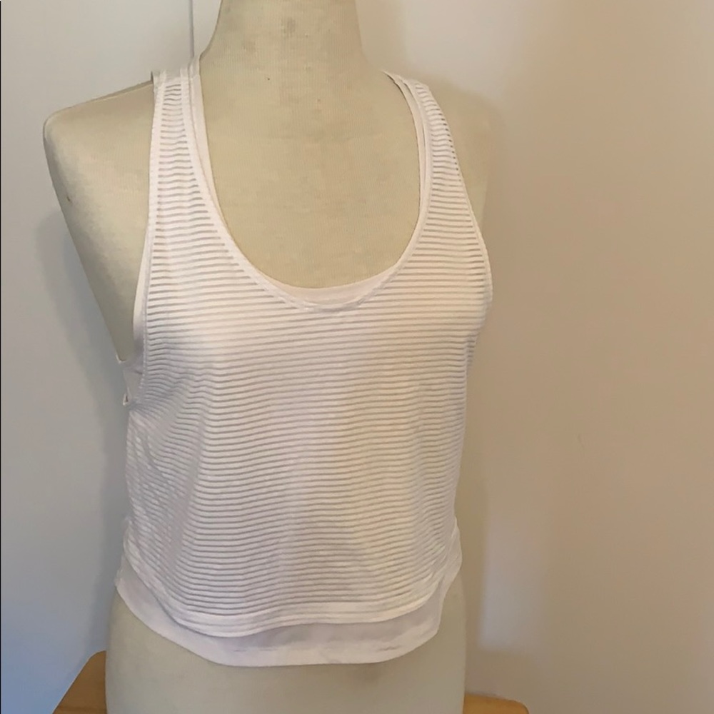 Lululemon White Stripped Workout Tank